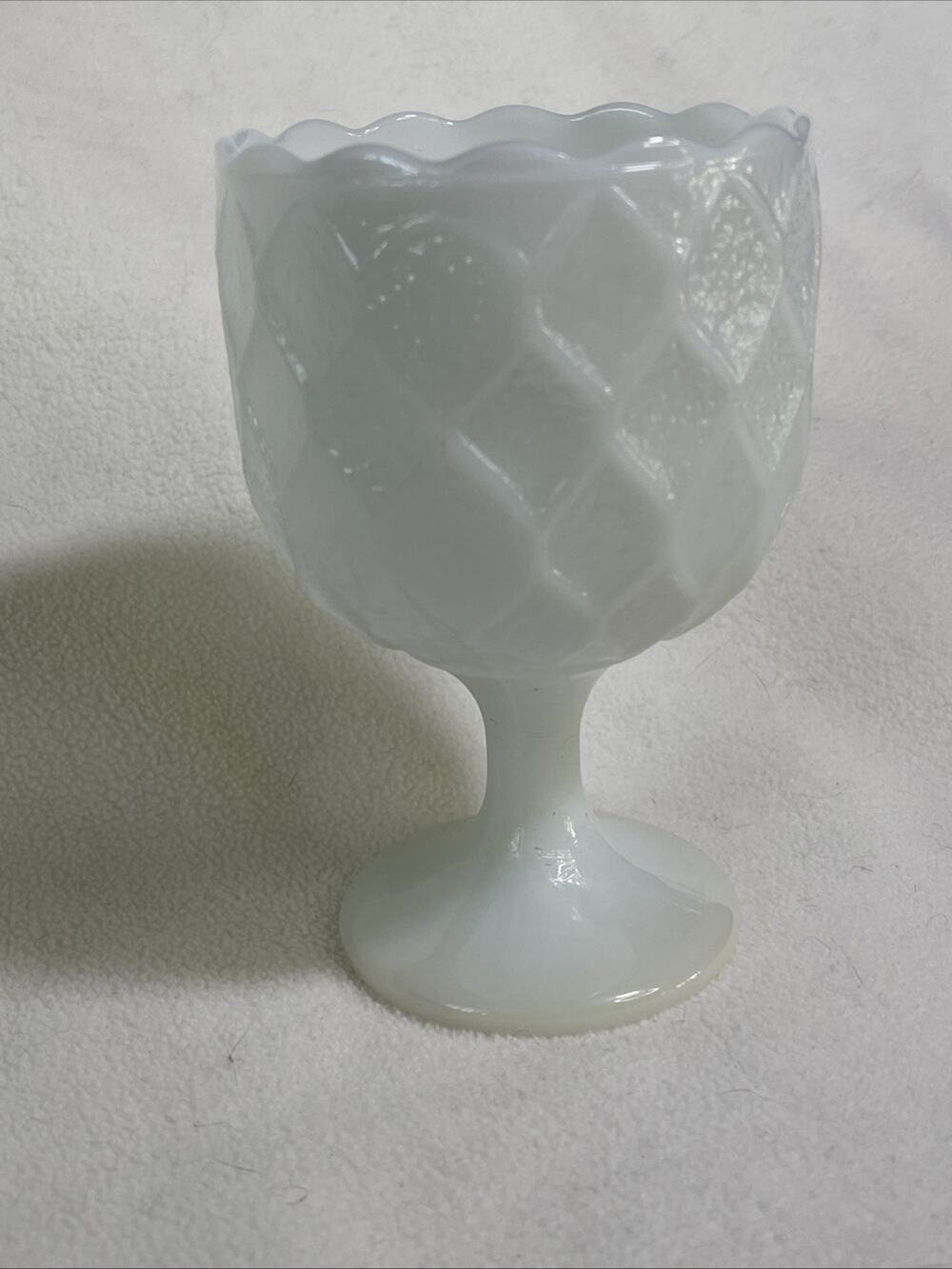 Vintage E. O. Brody Co Honeycomb Milk Glass Footed Vase Compote Goblet USA
